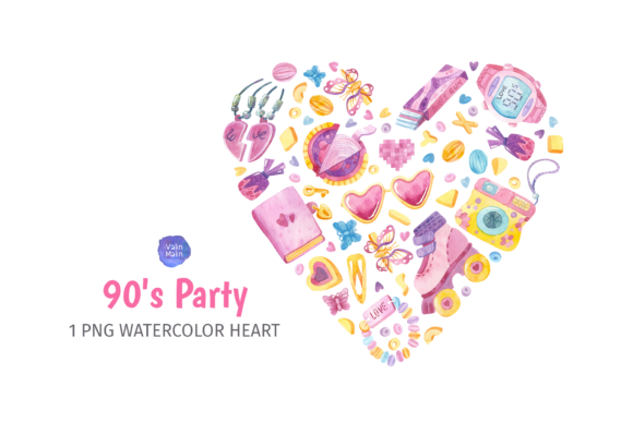 90s Clipart Watercolor Illustrations for Real Crafting Projects
