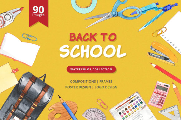 Back to School Watercolor Illustrations for Content Publishing