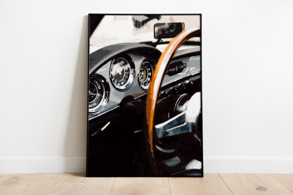 Dashboard Car Vintage Watercolor: A Timeless Graphic Design Asset for Local Branding