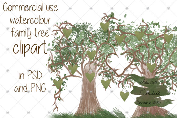 Family Tree Clipart, Watercolour Illustrations for Handmade Creations