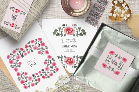 Pink Watercolor Clipart with Roses: A Versatile Illustration for Creative Marketing