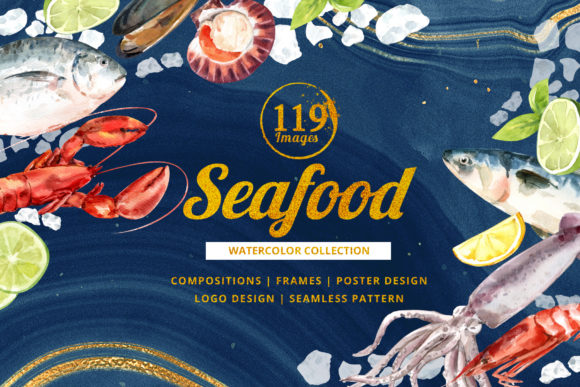 Seafood Watercolor Illustration Set Review for Digital Sellers