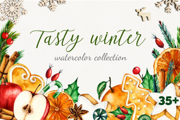 Tasty Winter Watercolor Set: A Versatile Graphic Design Asset for Creative Sellers