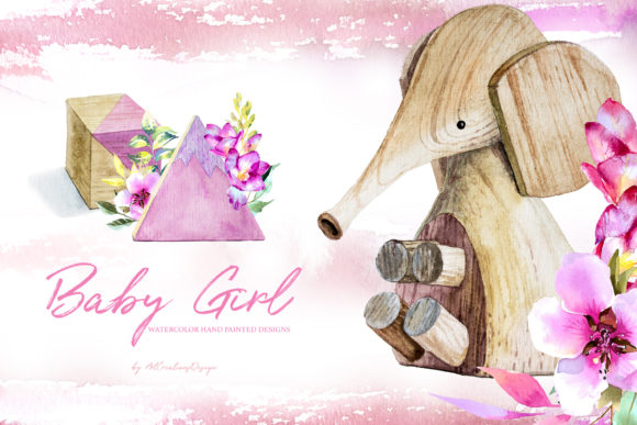 Watercolor Baby Girl Design Set: A Versatile Illustration for Local Business Branding