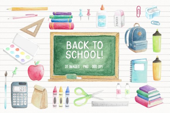 Watercolor Back to School Illustrations for Authentic Local Branding