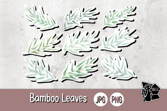 Watercolor Bamboo Leaves Clipart Sticker: A Versatile Illustration for Modern Branding