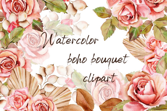 Watercolor Bouquet Pink Roses Illustration Review for Small Business Branding