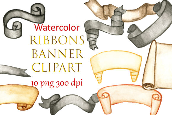 Watercolor Clipart Ribbons Banner: A Versatile Illustration for Creative Branding