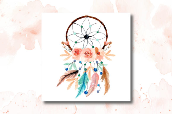 Watercolor Dream Catcher with Floral 3: A Versatile Illustration for Branding