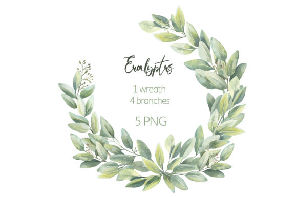 Watercolor Eucalyptus Wreath Clipart: A Versatile Illustration for Branding