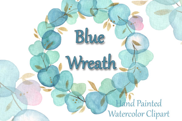 Watercolor Floral Blue Wreath Clipart: A Versatile Illustration for Branding and Marketing