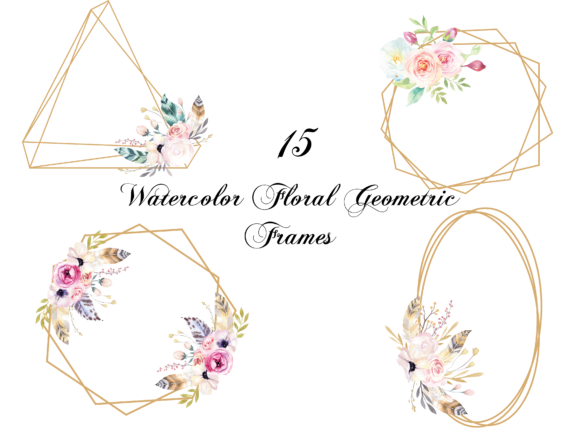 Watercolor Geometric Frames, Boho Style: A Versatile Illustration for Creative Branding