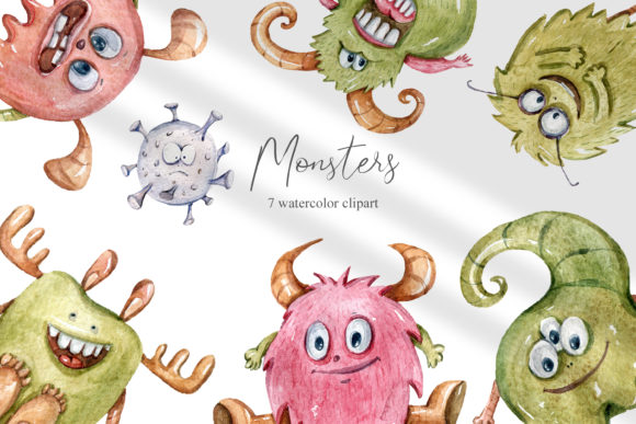 Watercolor Monster Clipart. Coronavirus: A Unique Illustration for Creative Campaigns