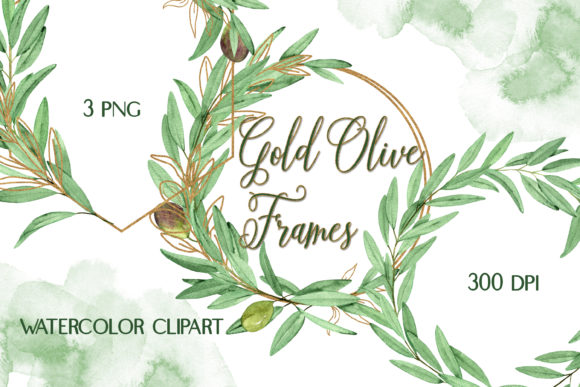 Watercolor Olive Frames Clipart: A Versatile Illustration for Creative Branding