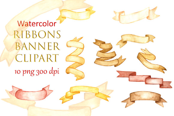 Watercolor Ribbons Banner Clipart: A Versatile Illustration for Content Creators