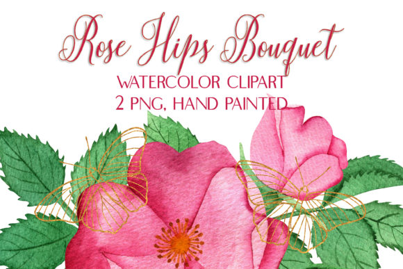 Watercolor Rosehips Bouquet Clip Art: A Delicate Touch for Local Branding