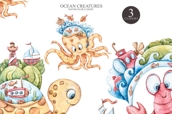 Watercolor Underwater Clipart: A Versatile Illustration for Creative Publishing
