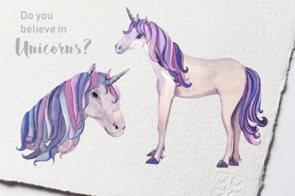 Watercolor Unicorns Clip Art Set: A Versatile Illustration for Creative Content