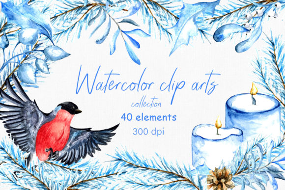 Watercolor Winter Clip Arts: A Versatile Illustration Set for Digital Sellers