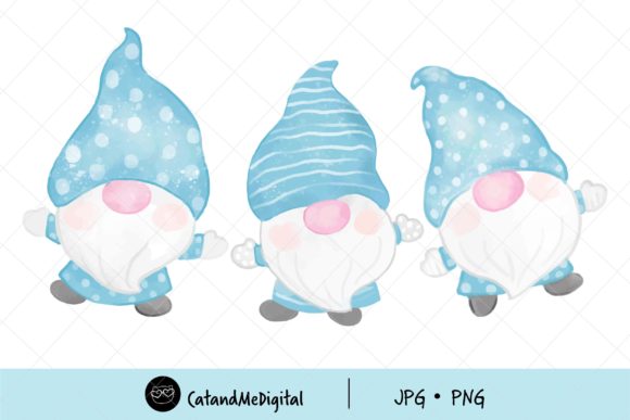 Watercolor Winter Gnomes Clipart for Handmade Businesses