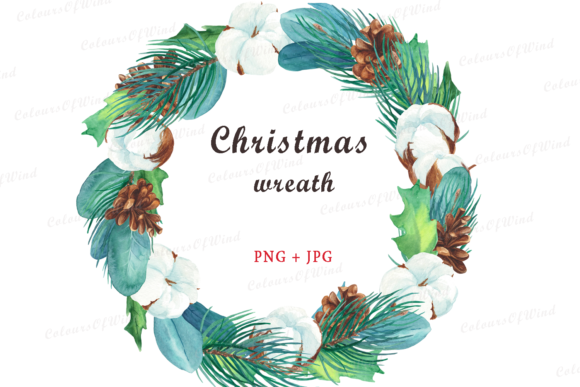 Watercolor Xmas Wreath Clipart: A Festive Illustration for Crafters