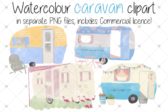Watercolour Caravan Illustrations: A Versatile Holiday Design Asset