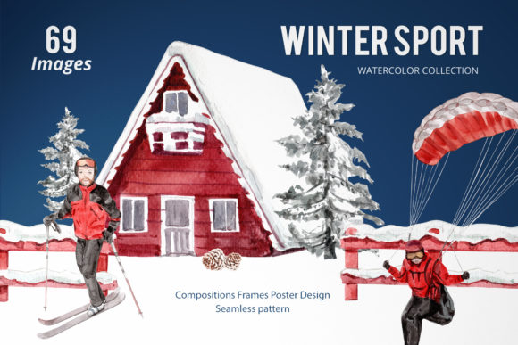 Winter Sports Watercolor Illustrations: A Versatile Graphic Design Asset for Crafters